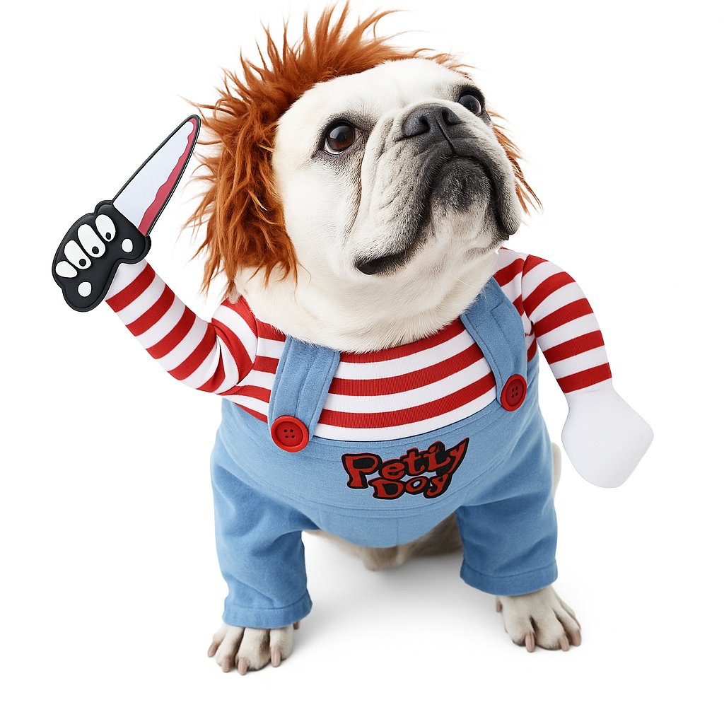 Fantasia de Halloween para Pets – Boneco Assassino Divertido